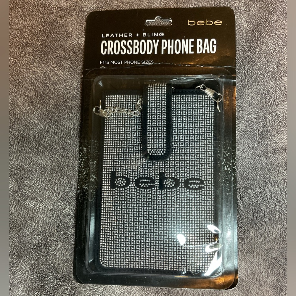 Bebe Leather + Bling Crossbody Phone Bag in Pink and white & Coral New & Sealed - Picture 9 of 11